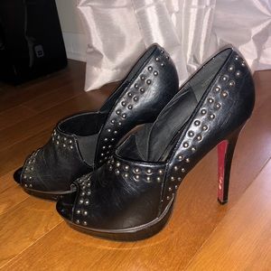 Vintage Metal Studded Pumps with Red Soles!